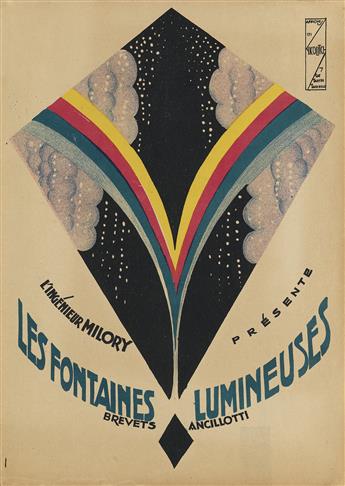 OBRAD NICOLITCH (1898-1976).  LES FONTAINES LUMINEUSES. Two posters. Circa 1930. Each approximately 19¾x13½ inches, 50¼x34¼ cm.